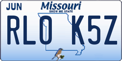 MO license plate RL0K5Z