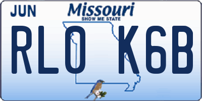 MO license plate RL0K6B
