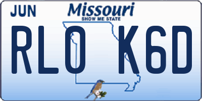 MO license plate RL0K6D