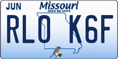 MO license plate RL0K6F