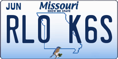 MO license plate RL0K6S