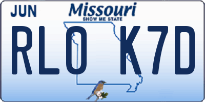 MO license plate RL0K7D