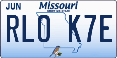 MO license plate RL0K7E