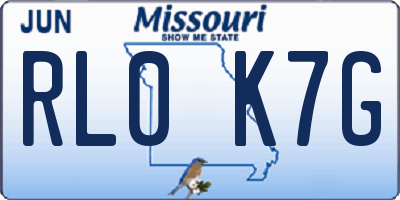 MO license plate RL0K7G