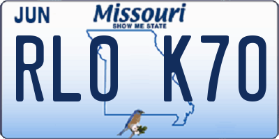 MO license plate RL0K7O