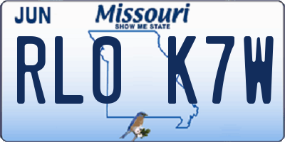 MO license plate RL0K7W