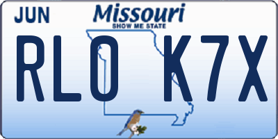 MO license plate RL0K7X