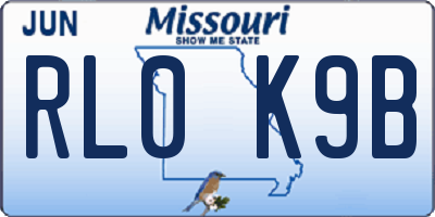 MO license plate RL0K9B