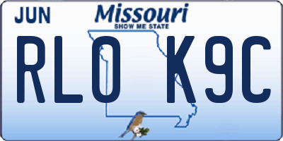 MO license plate RL0K9C