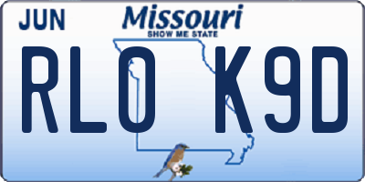 MO license plate RL0K9D