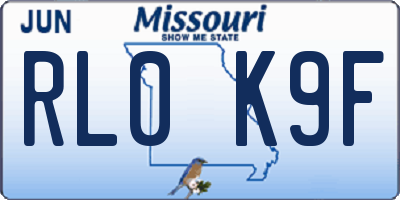 MO license plate RL0K9F