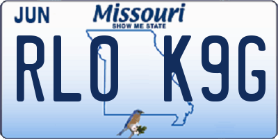 MO license plate RL0K9G