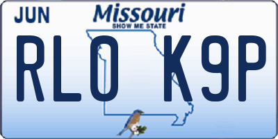 MO license plate RL0K9P