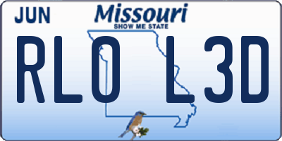 MO license plate RL0L3D