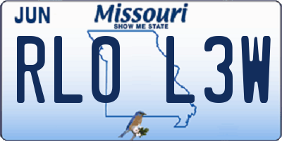 MO license plate RL0L3W