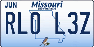 MO license plate RL0L3Z