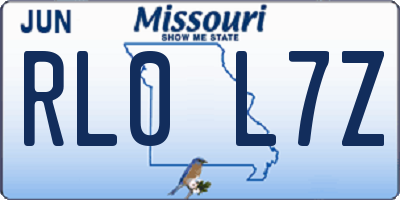 MO license plate RL0L7Z