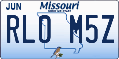 MO license plate RL0M5Z