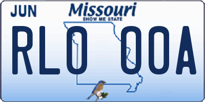 MO license plate RL0O0A