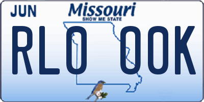 MO license plate RL0O0K