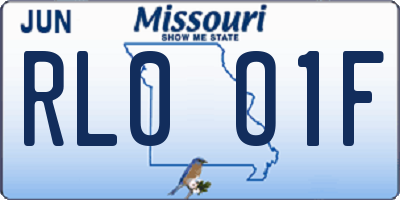 MO license plate RL0O1F