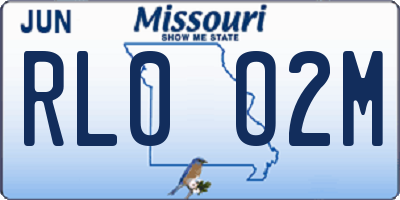 MO license plate RL0O2M