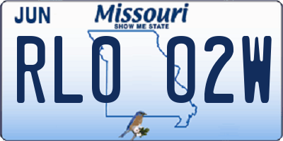 MO license plate RL0O2W