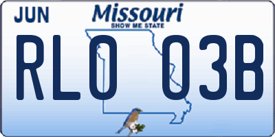 MO license plate RL0O3B