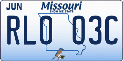 MO license plate RL0O3C