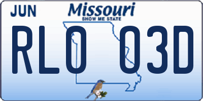 MO license plate RL0O3D