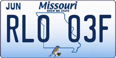 MO license plate RL0O3F