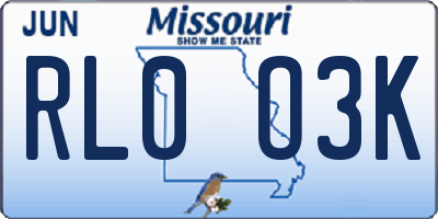 MO license plate RL0O3K