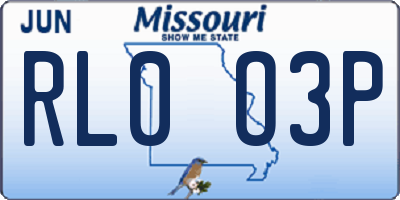 MO license plate RL0O3P