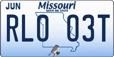 MO license plate RL0O3T