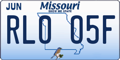 MO license plate RL0O5F