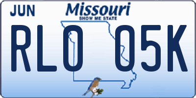 MO license plate RL0O5K