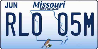MO license plate RL0O5M