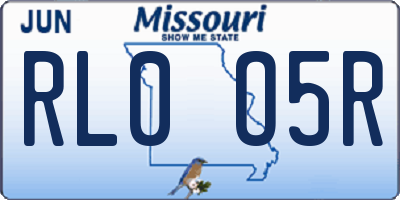 MO license plate RL0O5R