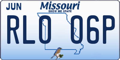 MO license plate RL0O6P
