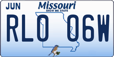 MO license plate RL0O6W