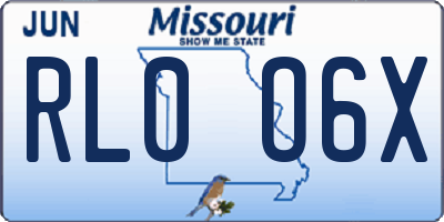 MO license plate RL0O6X