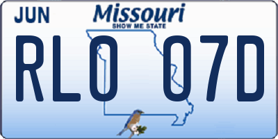 MO license plate RL0O7D