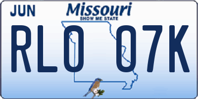 MO license plate RL0O7K