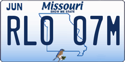 MO license plate RL0O7M
