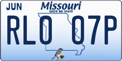 MO license plate RL0O7P