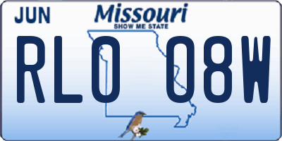 MO license plate RL0O8W
