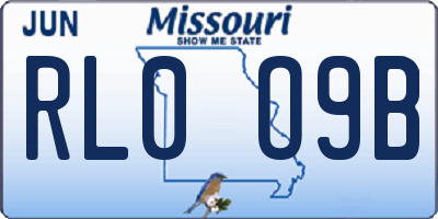 MO license plate RL0O9B