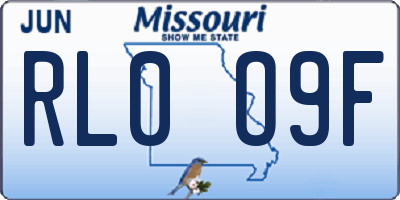 MO license plate RL0O9F