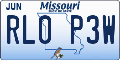 MO license plate RL0P3W