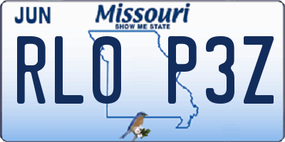 MO license plate RL0P3Z